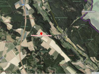 Luftbild mit vereinbartem Treffpunkt zwischen Mirsdorf und Tremersdorf