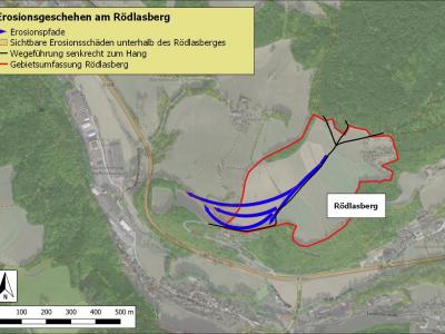 Lageskizze zum Erosionsgeschehen am Rödlasberg.